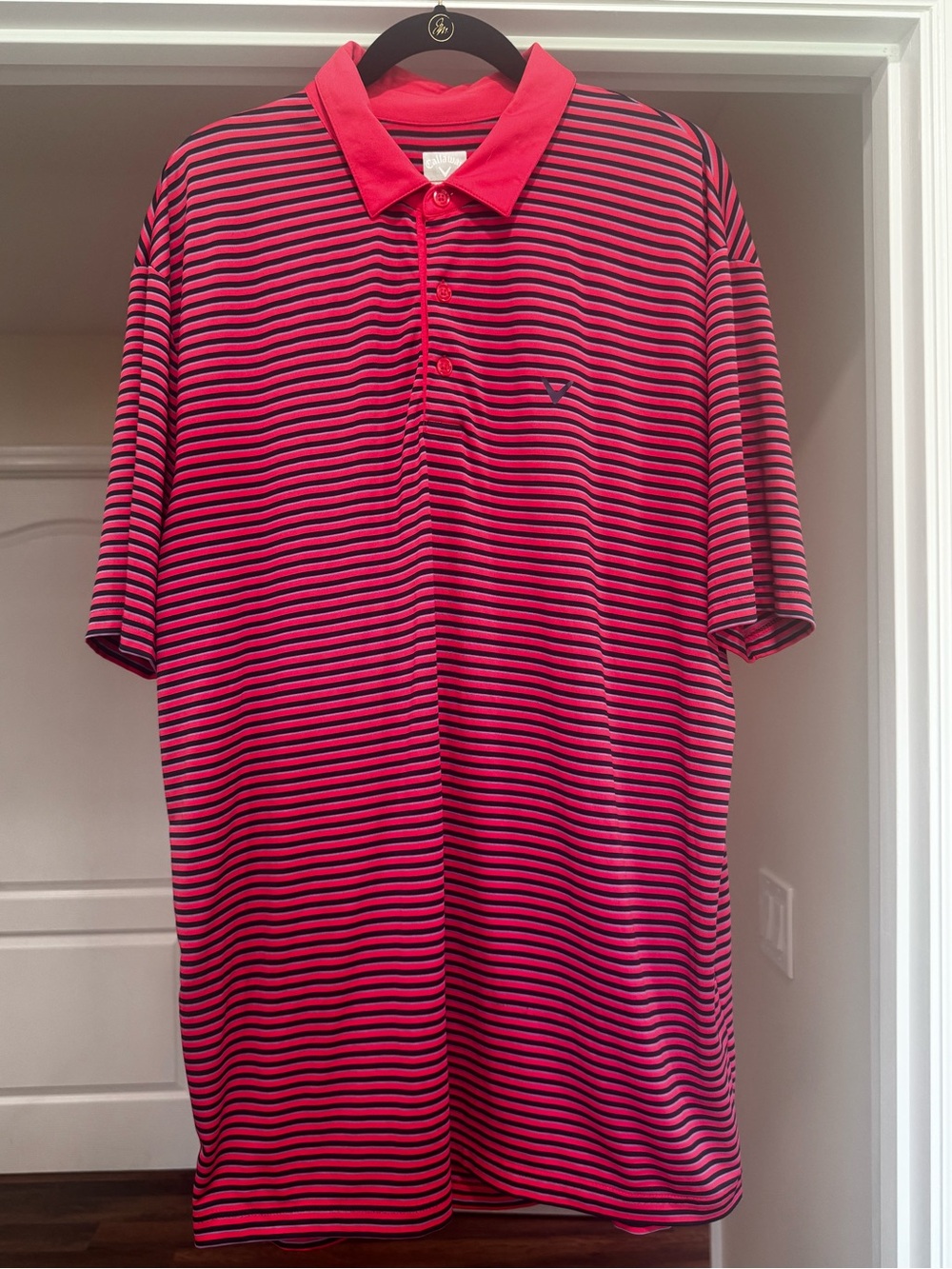 Callaway Red and Black Striped Polo
